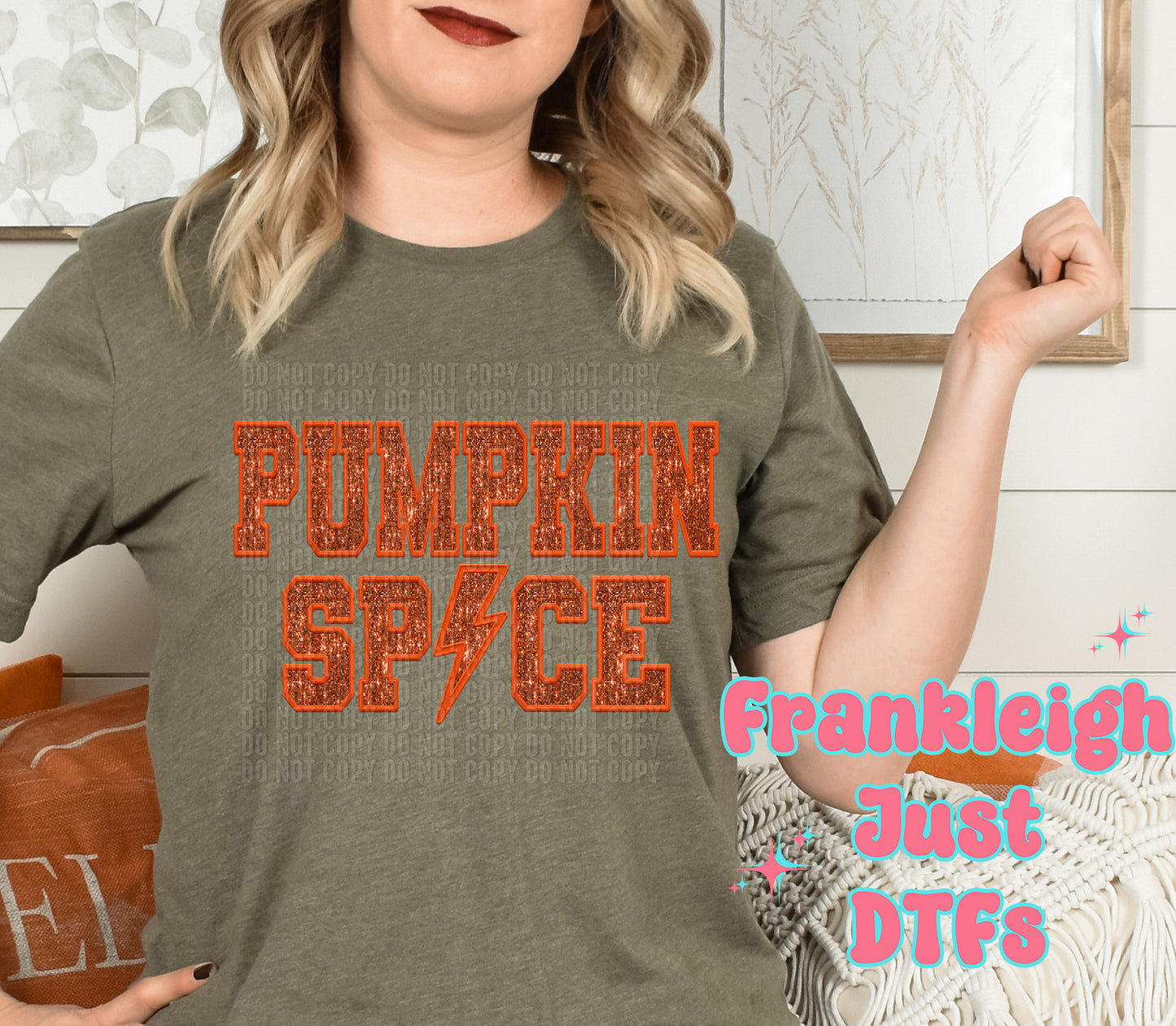 Pumpkin Spice  Faux Sequin/ Embroidery