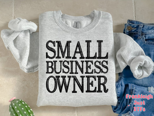 Small Business Owner Black Faux Embroidery