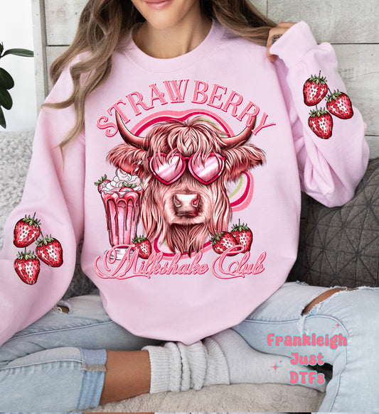 Strawberry Milkshake Club (Highland Cow) Front design