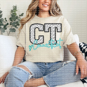 Connecticut Dotted Faux Embroidery State