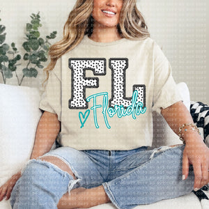 Florida Dotted Faux Embroidery State