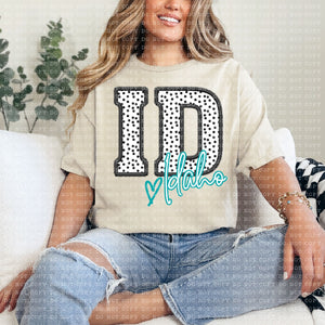 Idaho Dotted Faux Embroidery State