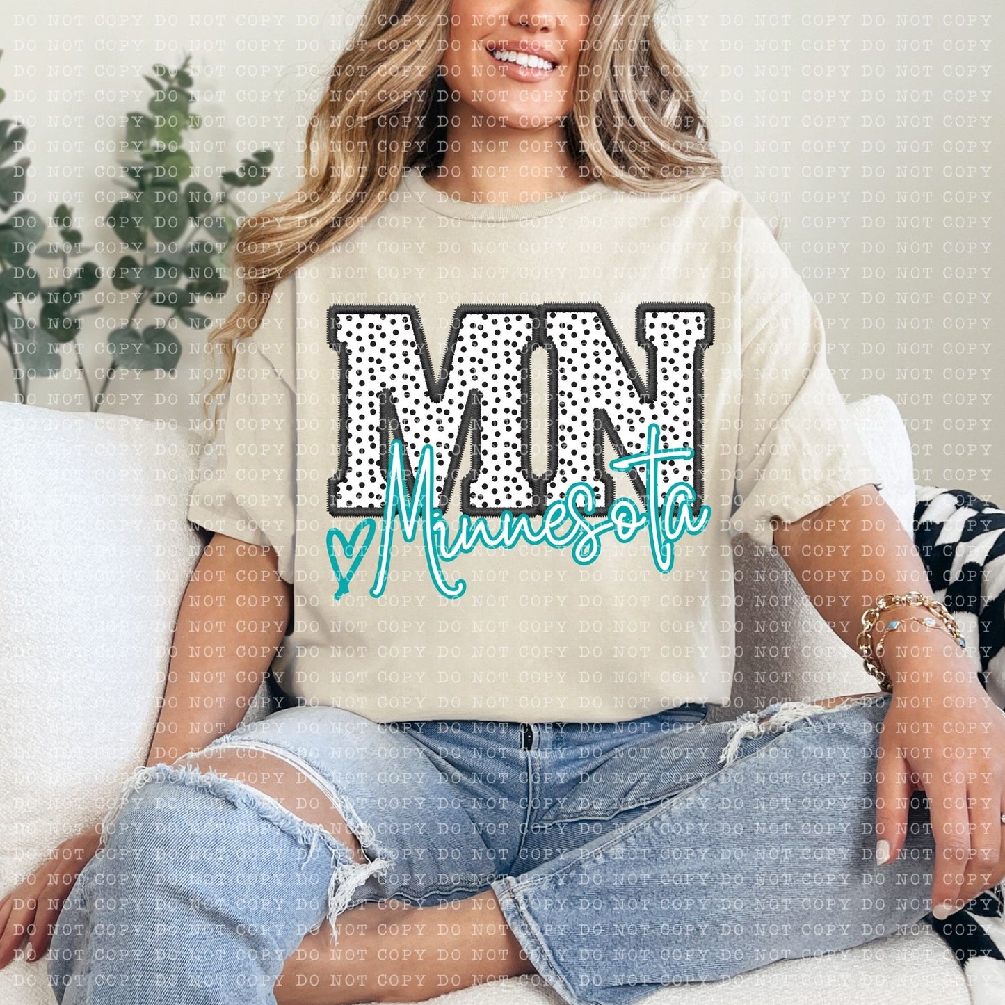 Minnesota Dotted Faux Embroidery State