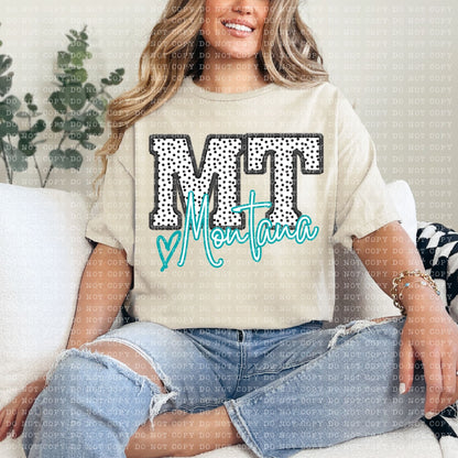 Montana Dotted Faux Embroidery State