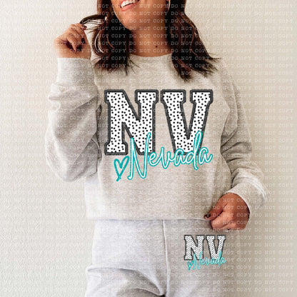 Nevada Dotted Faux Embroidery State