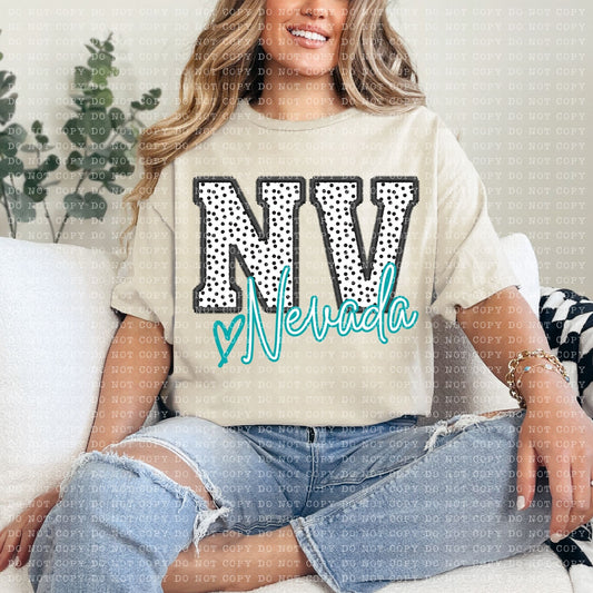 Nevada Dotted Faux Embroidery State