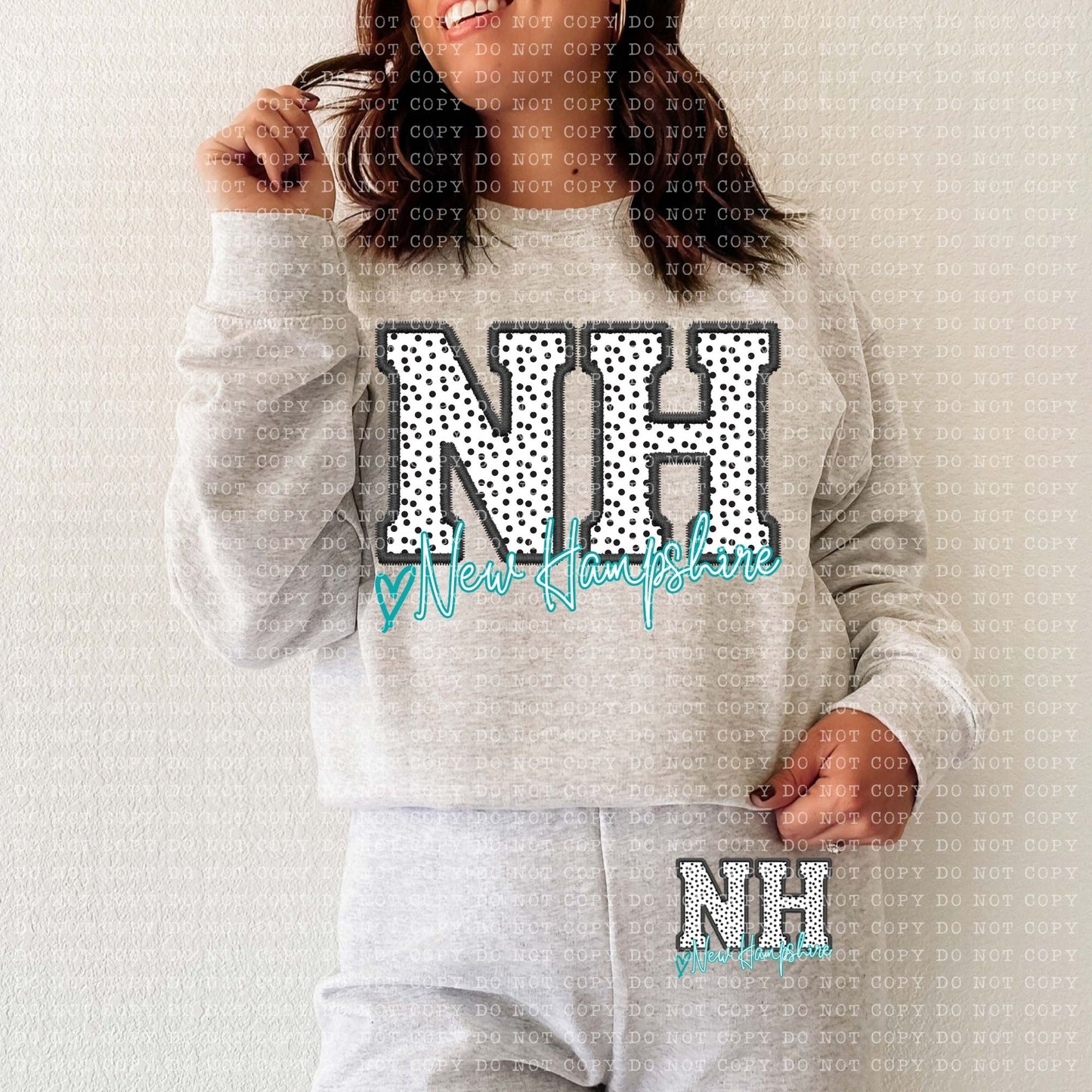 New Hampshire Dotted Faux Embroidery State