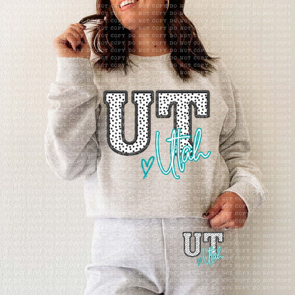 Utah Dotted Faux Embroidery State