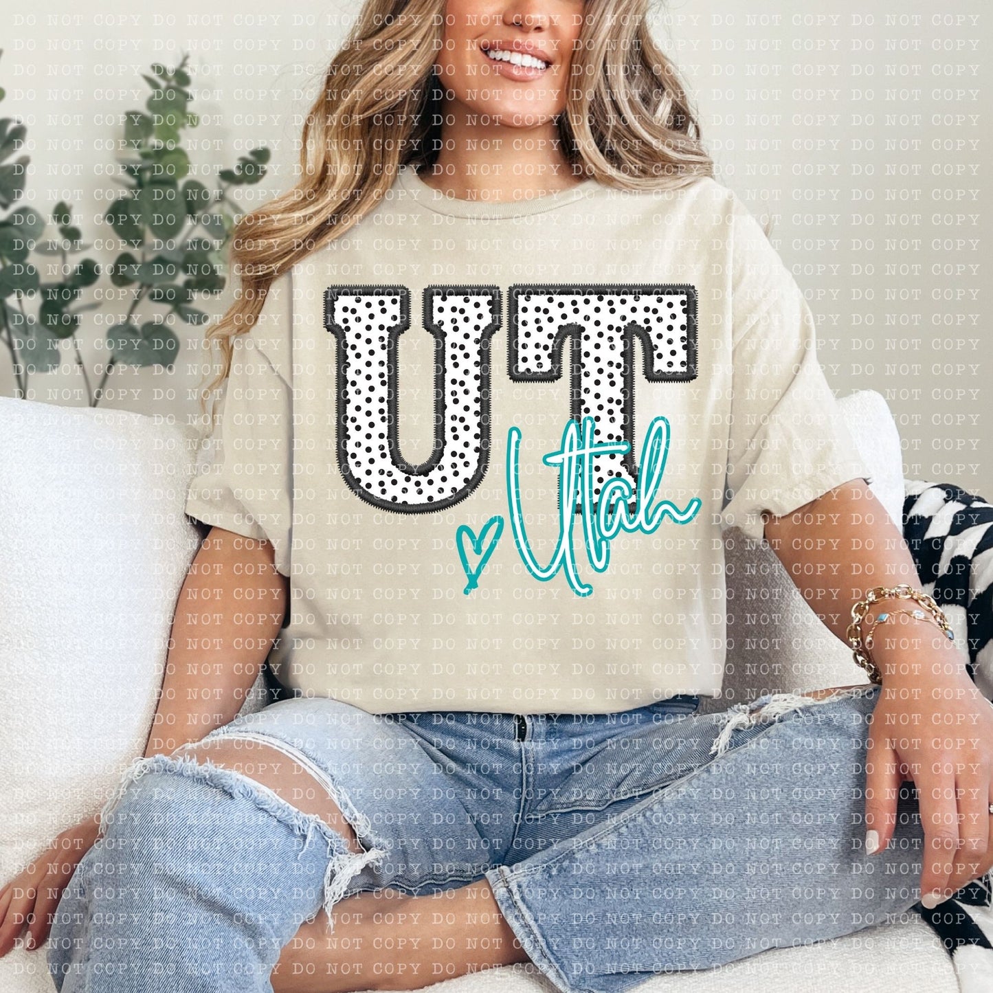 Utah Dotted Faux Embroidery State