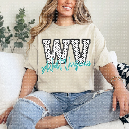 West Virgina Dotted Faux Embroidery State