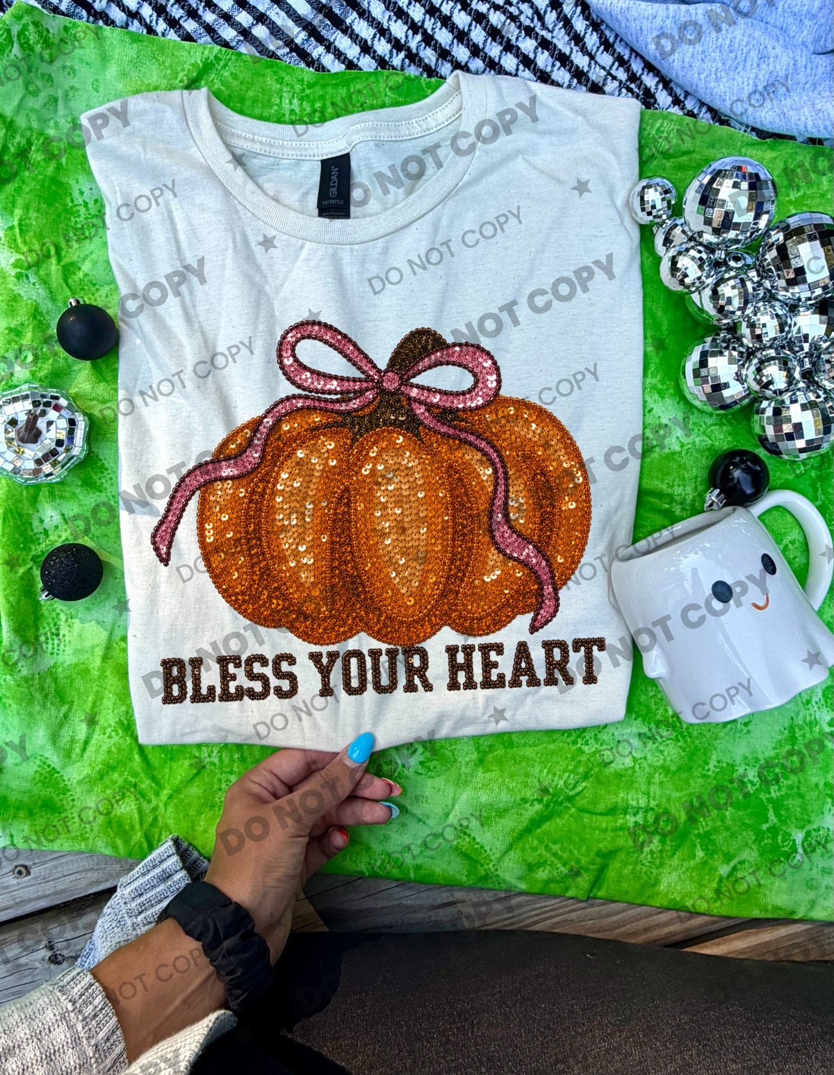 Bless your heart sequin pumpkin