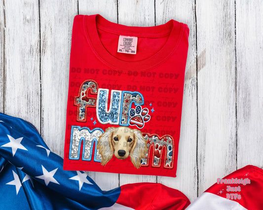 Patriotic Fur Mom dachshund blonde