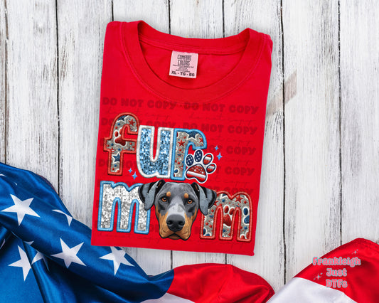 Patriotic Fur Mom doberman Blue