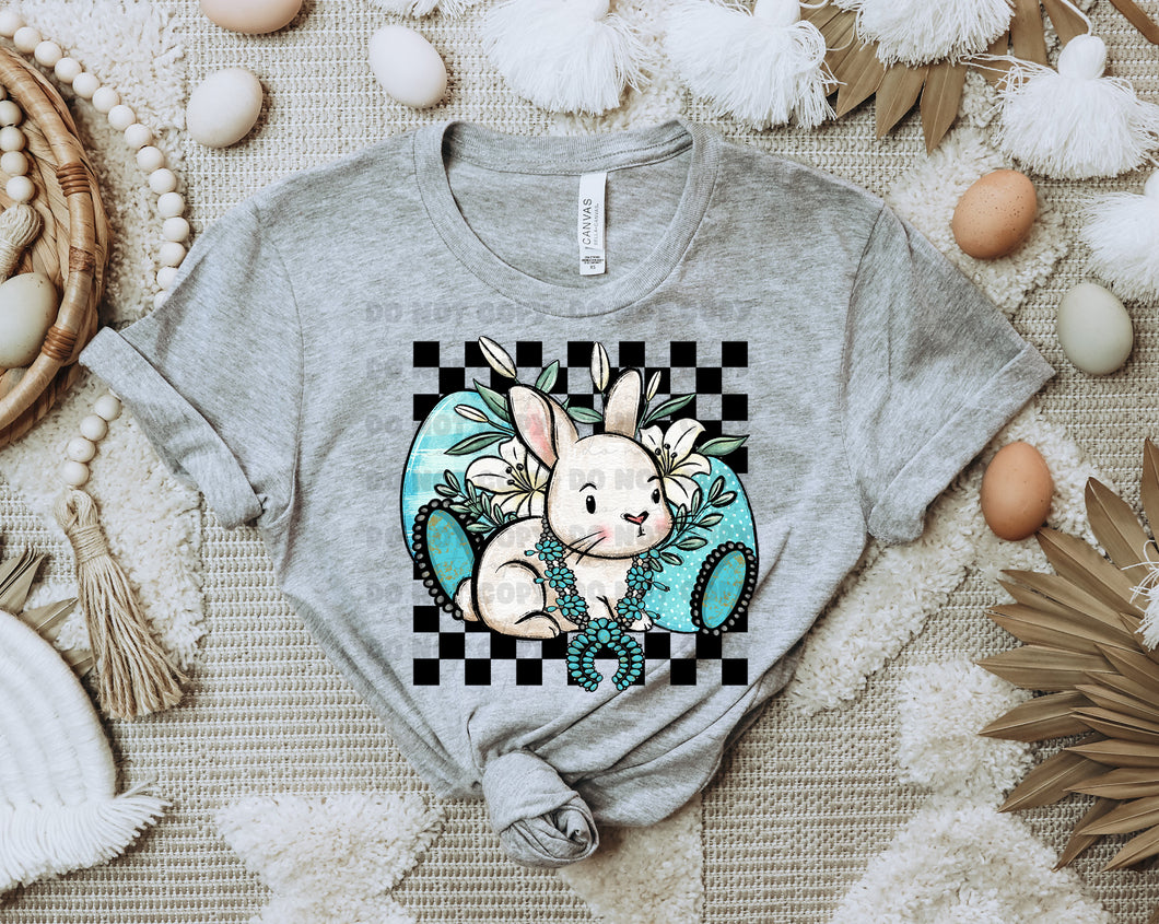 Bunny w/ Turquoise Black Checked
