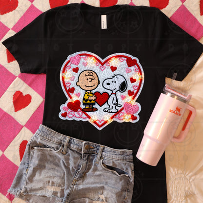 charlie brown snoopy light up heart patch faux