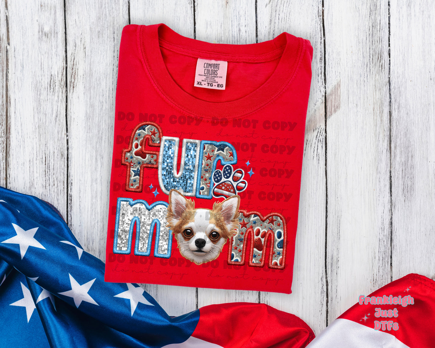 Patriotic Fur Mom Chihuahua long-haired