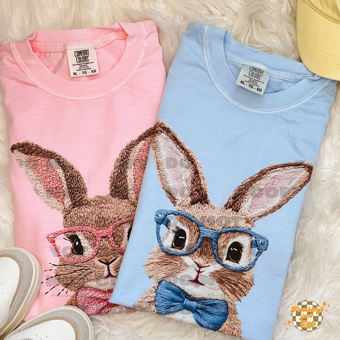Easter Bunny (faux embroidery) Pink or Blue