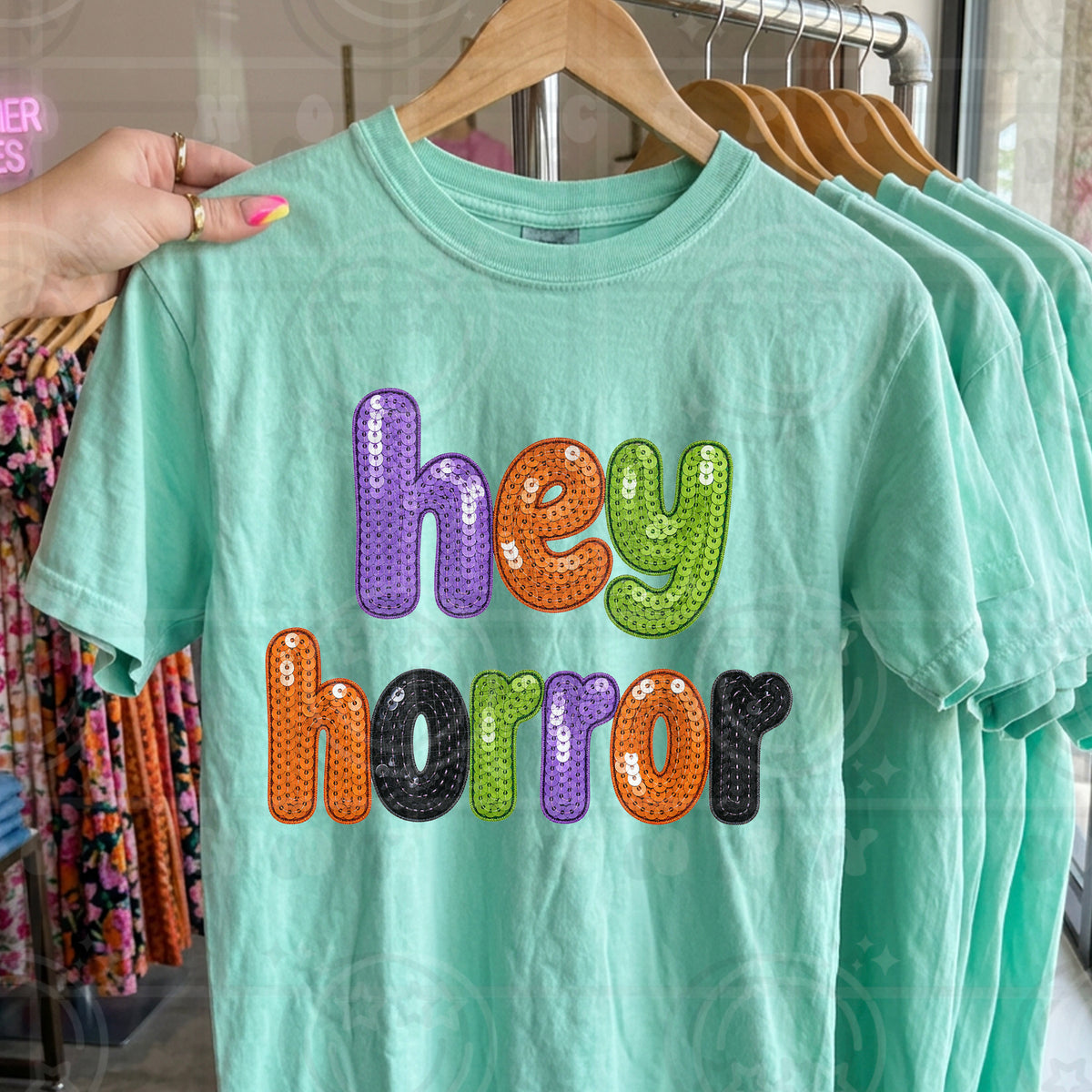 hey horror faux sequin