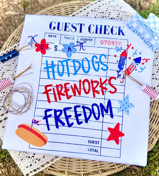 Guest check Hotdogs Fireworks Freedom