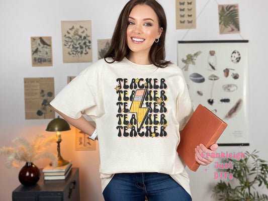 Teacher with Pencil Lightening Bolt