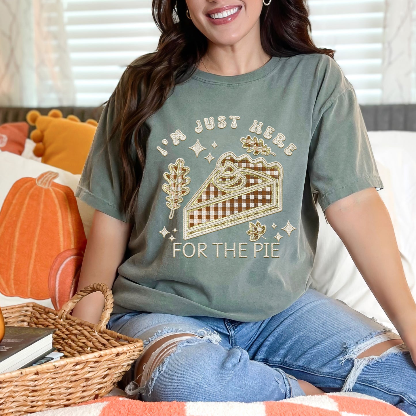 I'm Just here for the pie (Faux Embroidery)