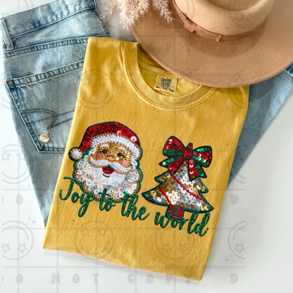 Joy to the world faux sequin