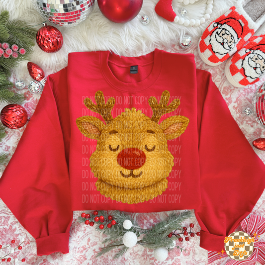 Faux Knit Reindeer