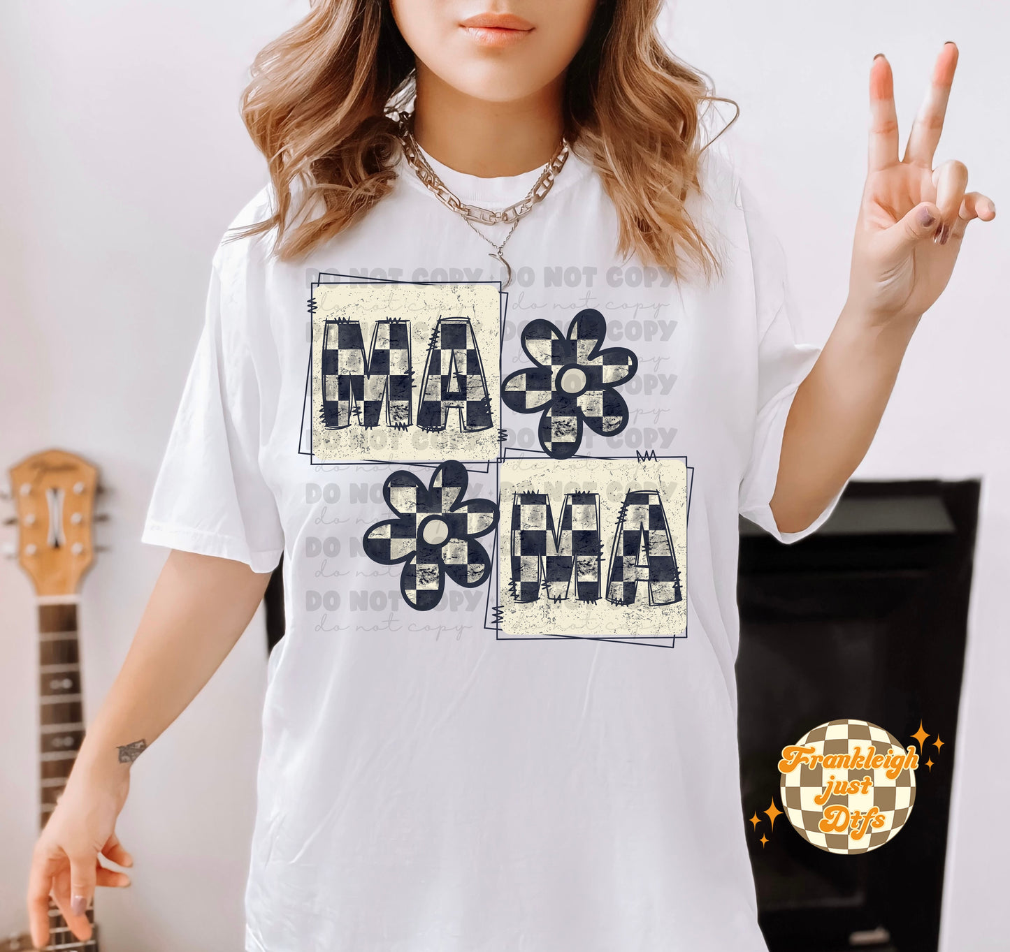 MAMA black checkered flowers