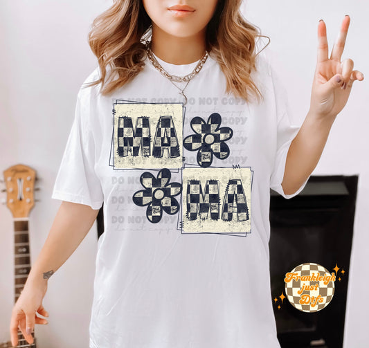 MAMA black checkered flowers