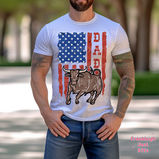 Dad (American Flag/Bull) Dark  Color