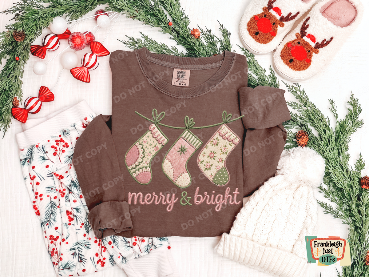 Merry and Bright pastel stockings