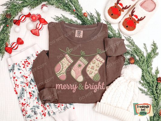 Merry and Bright pastel stockings