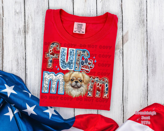 Patriotic Fur Mom pekingese