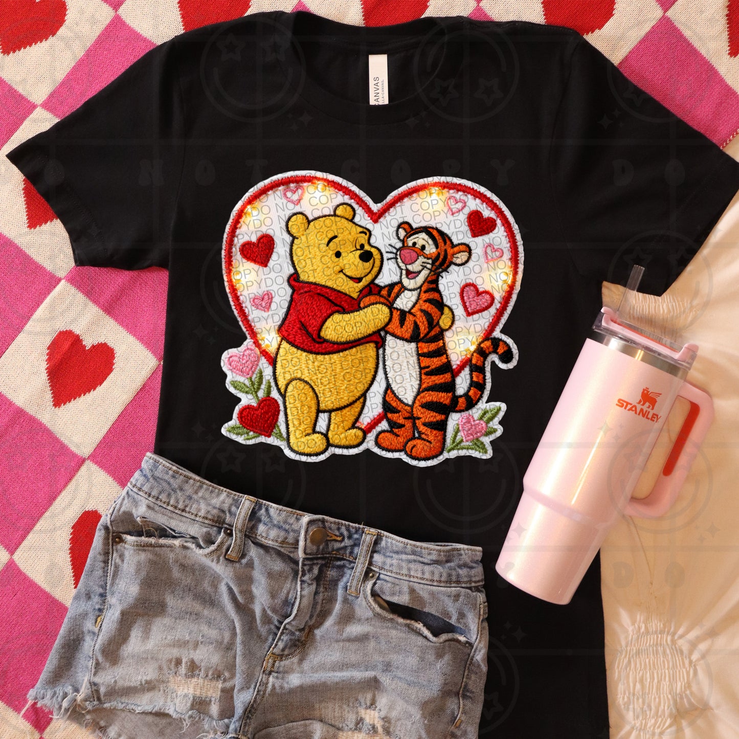 pooh and tigger faux light up heart patch