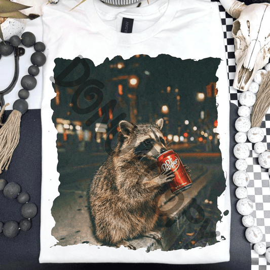 raccoon drinking dr pepper