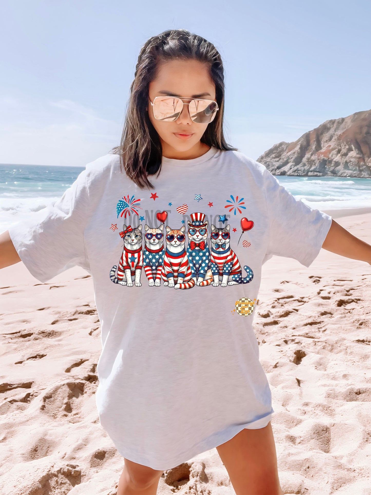 Red white and blue patriotic cats