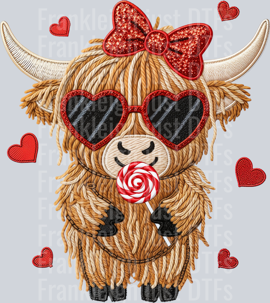 faux yarn Valentine Highland cow