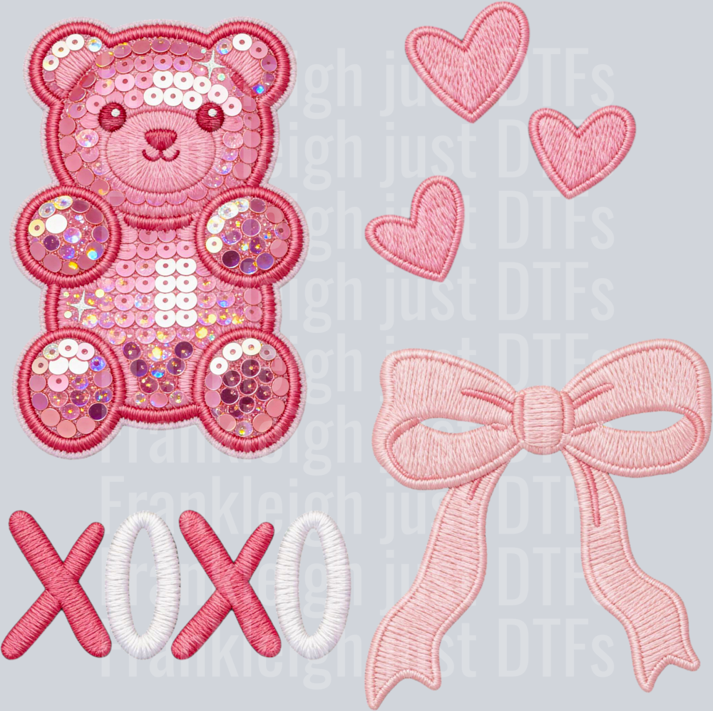 xoxo pink gummy bear collage