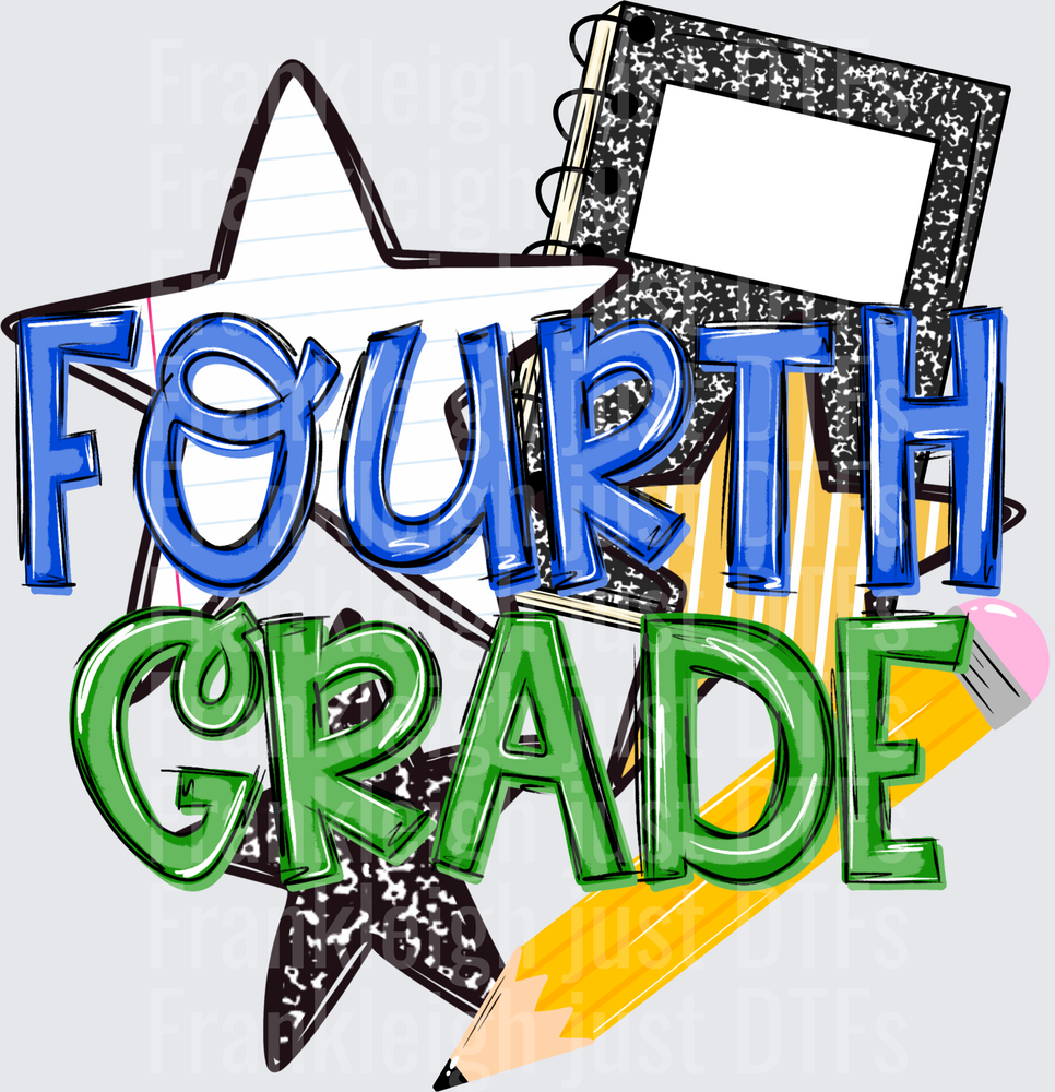 Fourth Grade  Bold Text with Stars Pencil and Composition Notebook