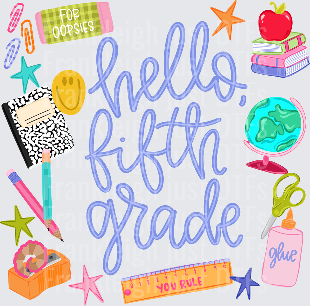 HELLO FIFTH GRADE PURPLE school collage