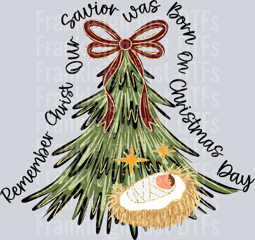 Remember Christ our Savior dark red bow