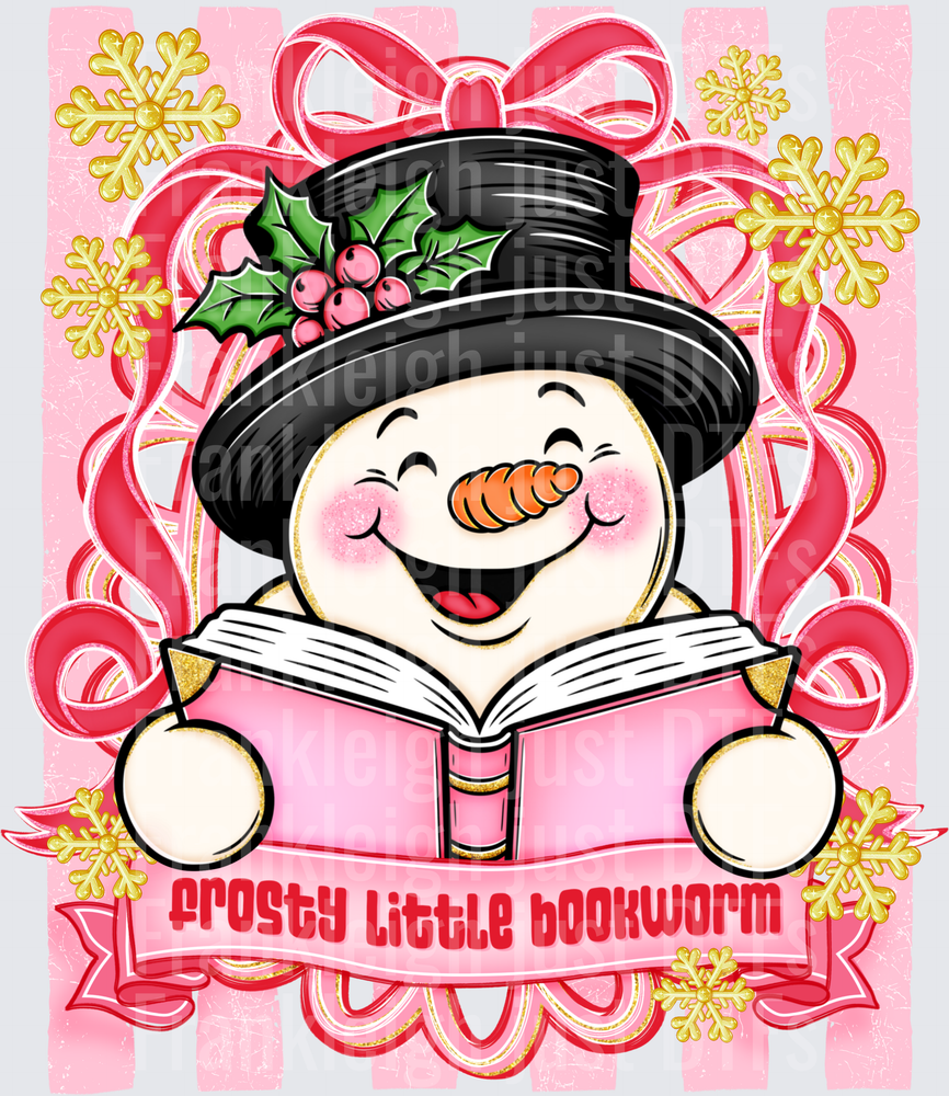 Frosty Little Bookworm Striped Frame