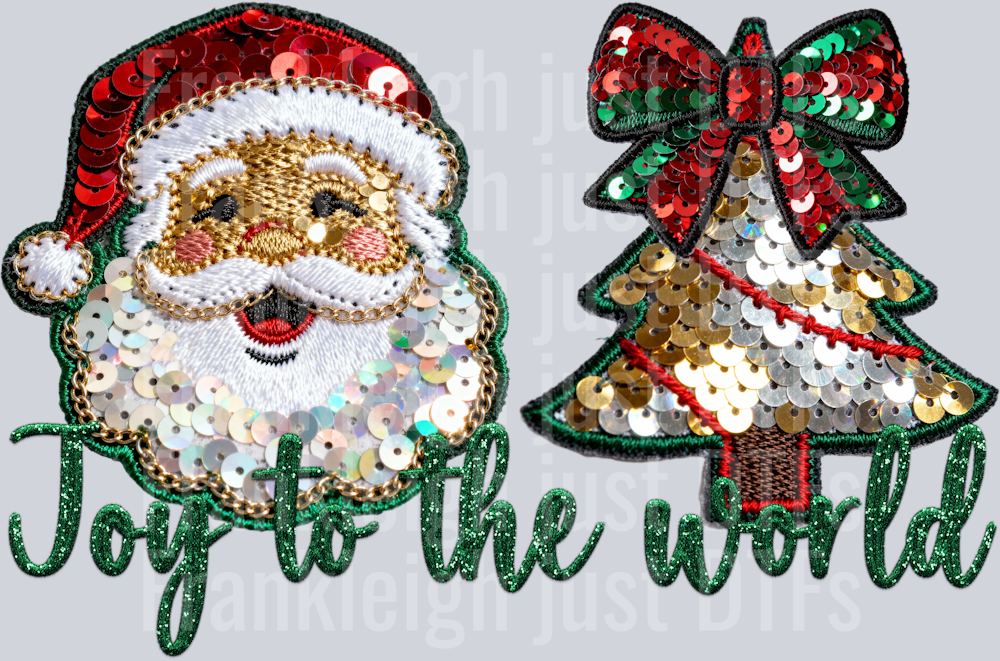 Joy to the world faux sequin