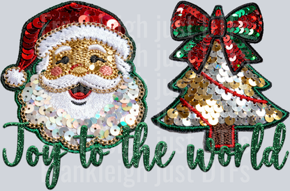 Joy to the world faux sequin