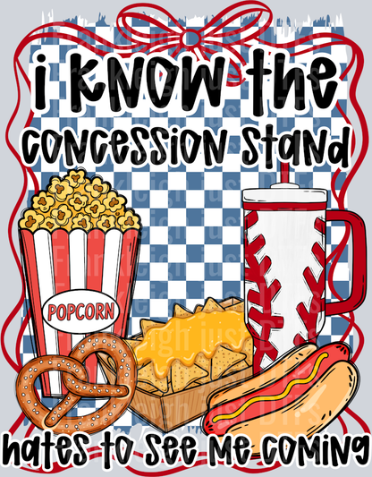 Concession stand red bow frame