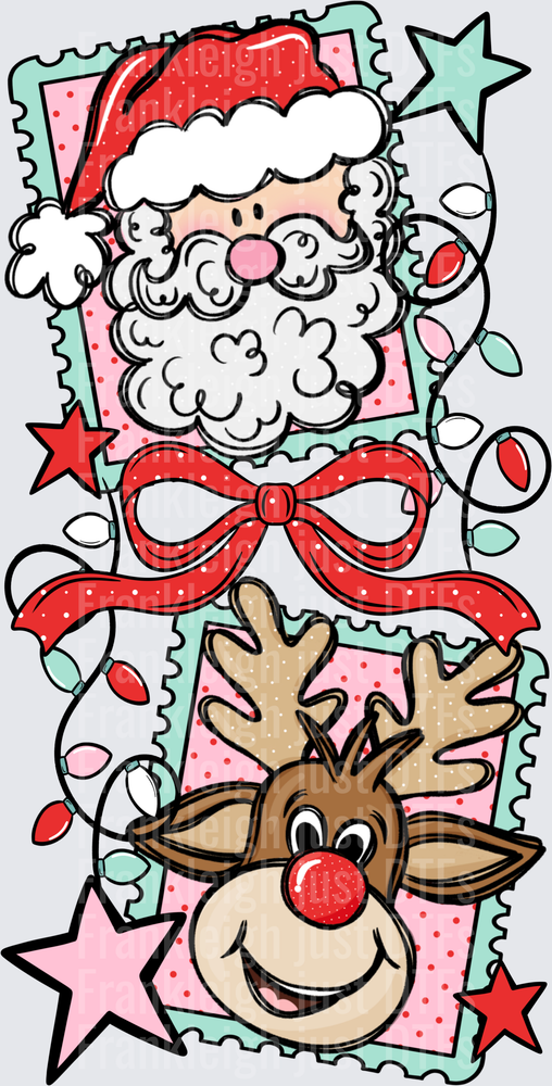 Holly Jolly Reindeer Santa Stamps Sleeve