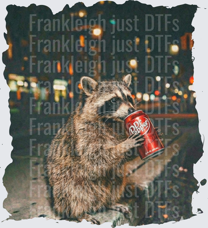 raccoon drinking dr pepper