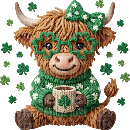 08_Fux Yarn St Patricks Day Highland Cow Shamrock_50_Clover
