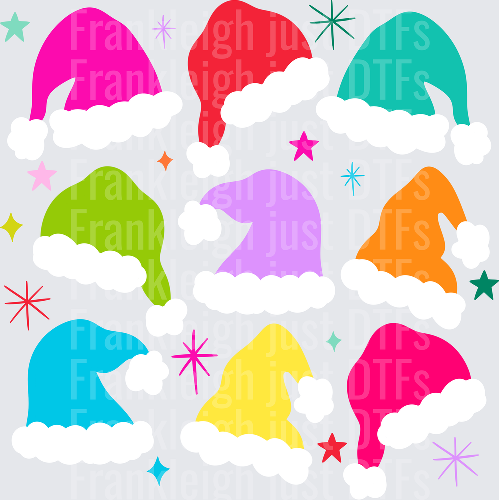 Colorful Santa hats