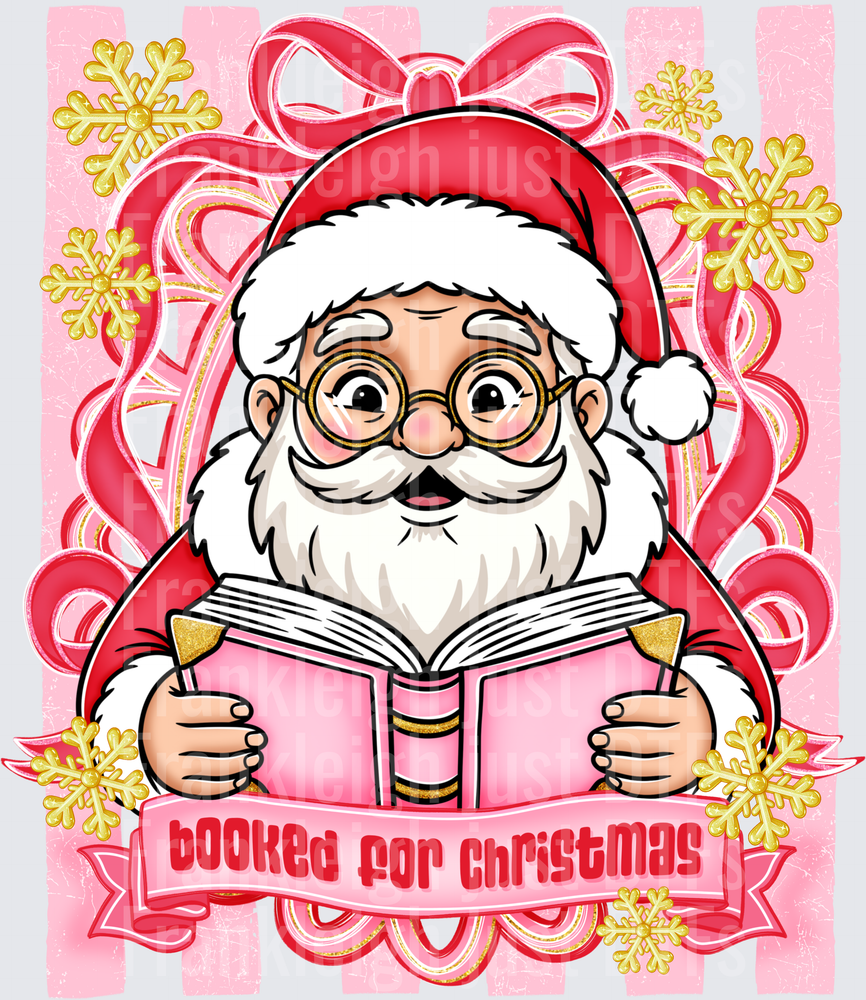 Santa Booked for Christmas Striped Frame